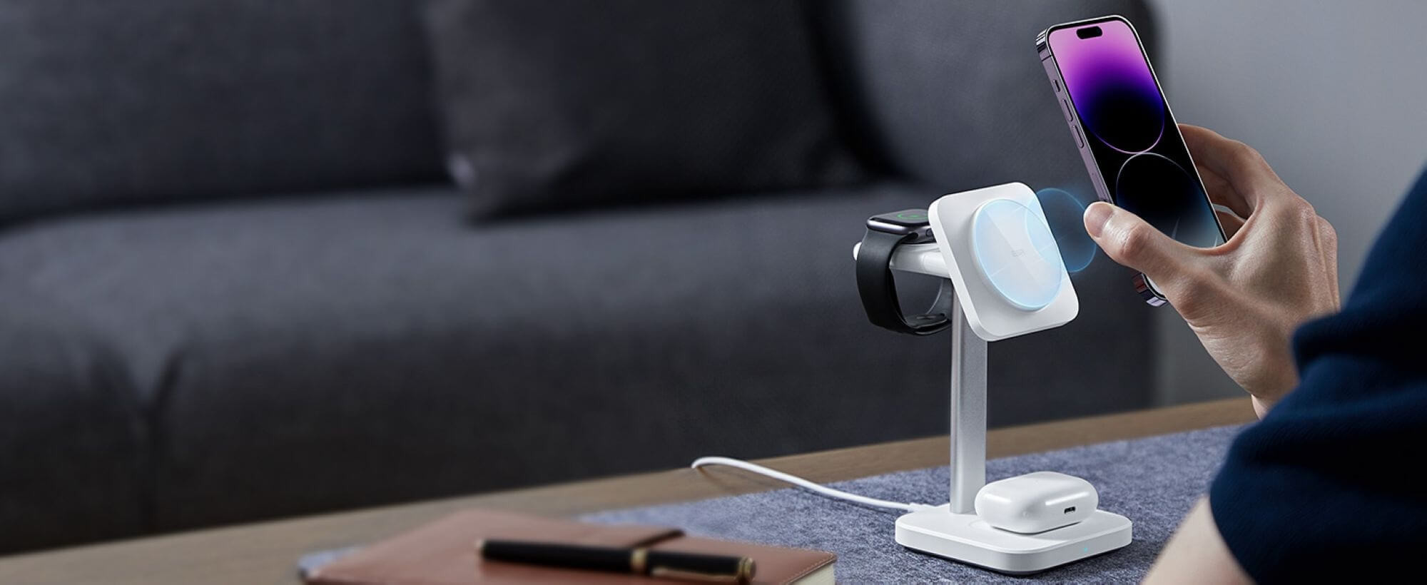 ESR HaloLock 3 in 1 Wireless Charging Set /Watch mit Netzteil - Weiss