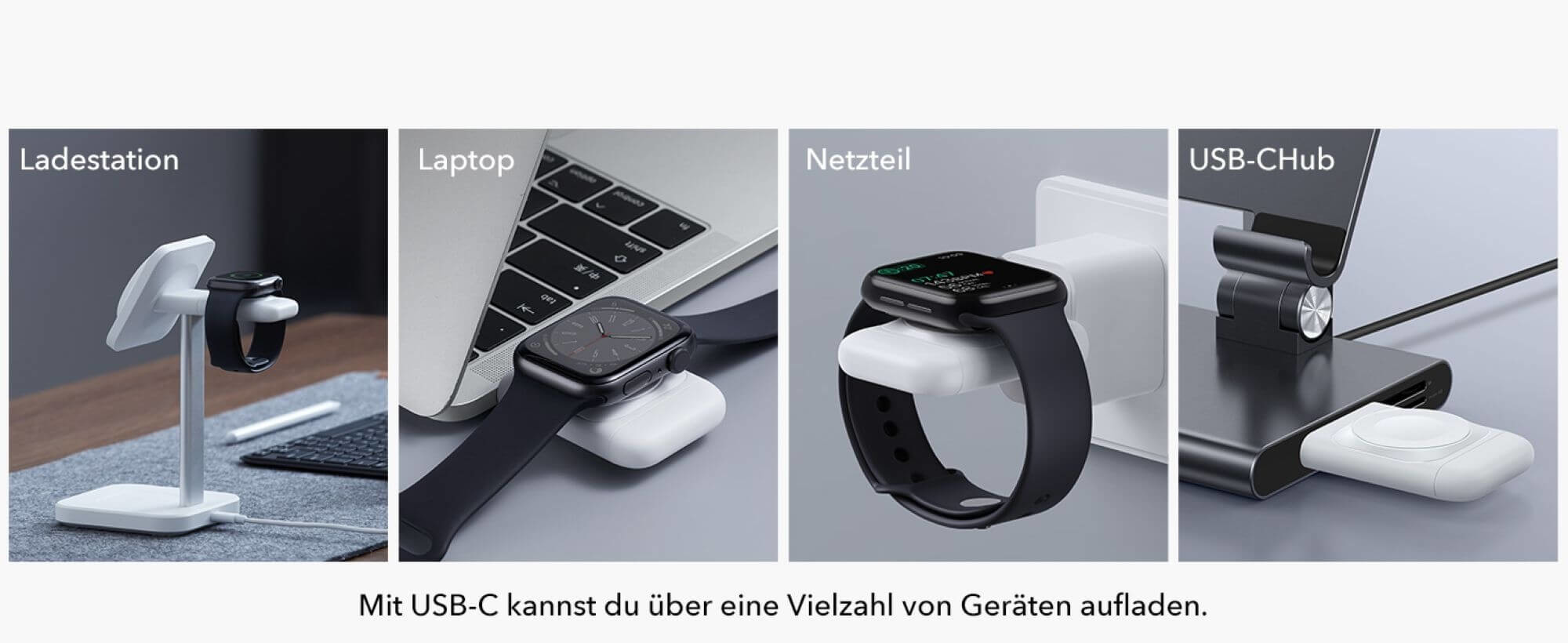 ESR HaloLock 3 in 1 Wireless Charging Set /Watch mit Netzteil - Weiss