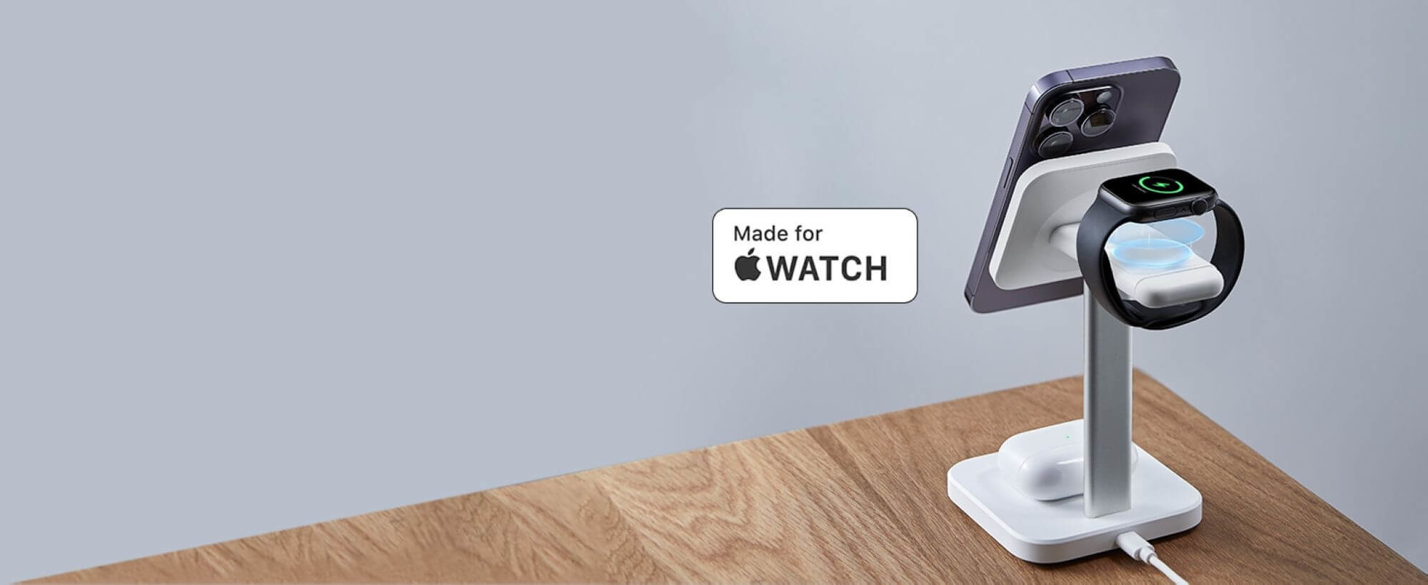 ESR HaloLock 3 in 1 Wireless Charging Set /Watch mit Netzteil - Weiss